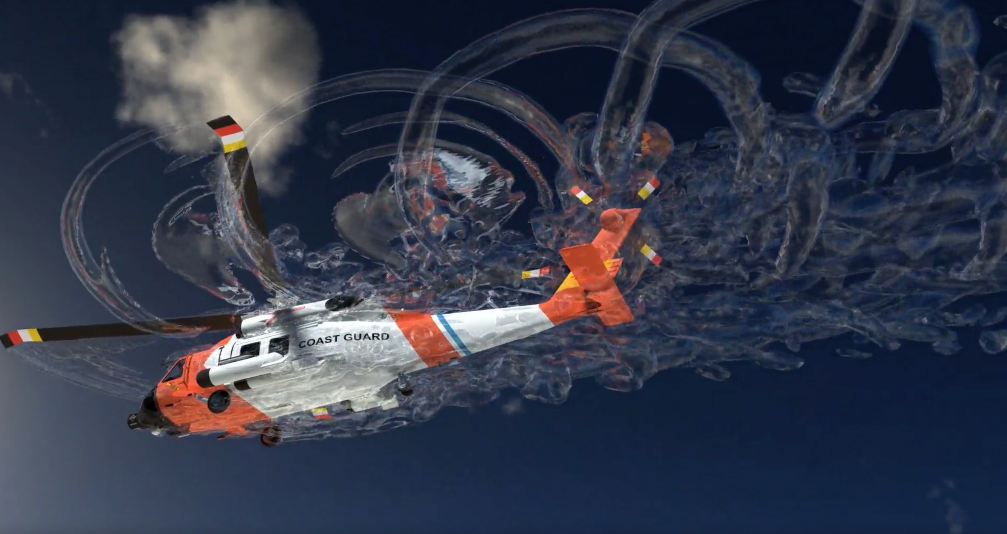 A simulation of a coast guard helicopter using STAR-CCM+